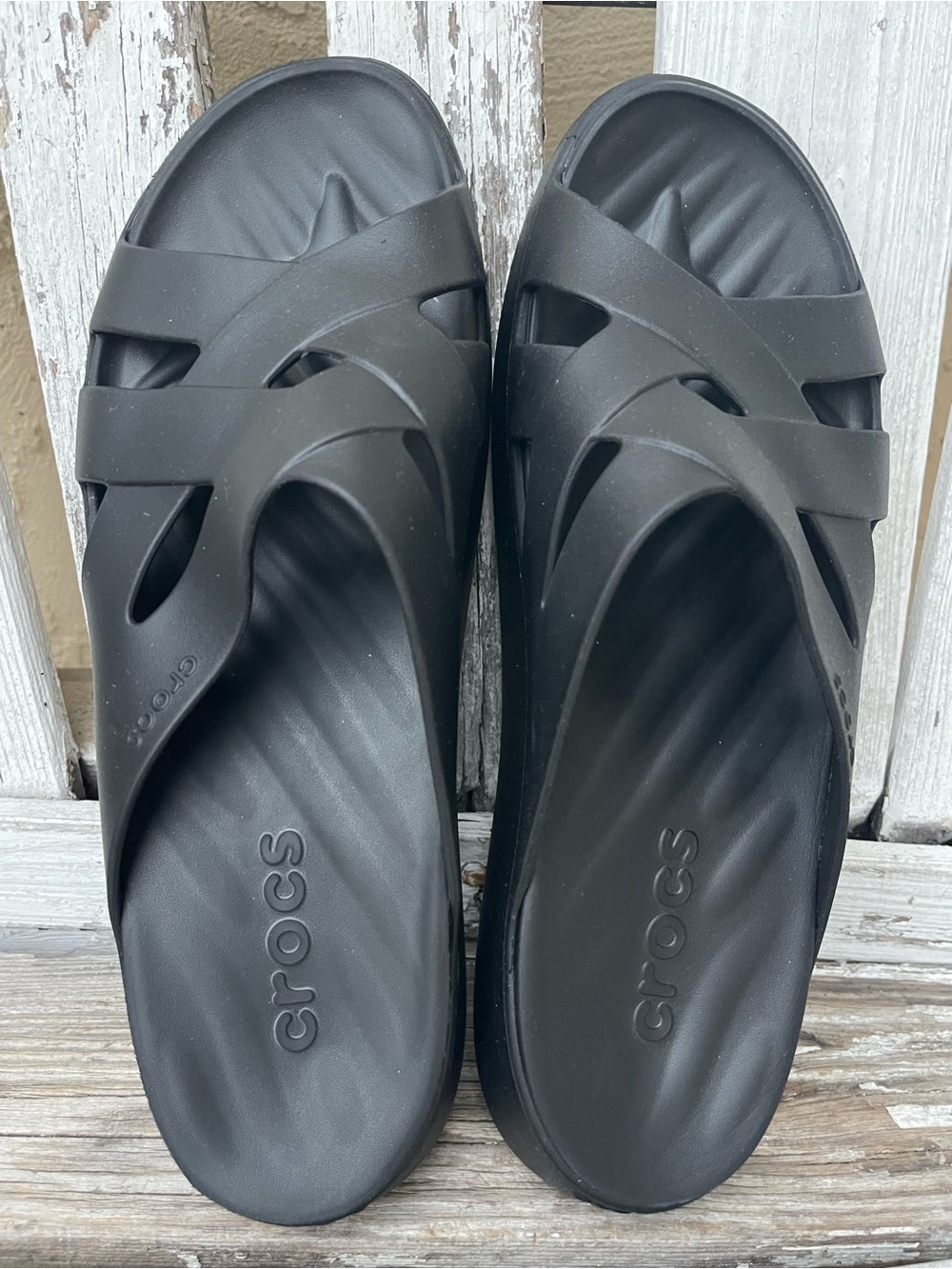Crocs Getaway Weave Slide Sandals Black Lightweight Comfort Women’s Size 11